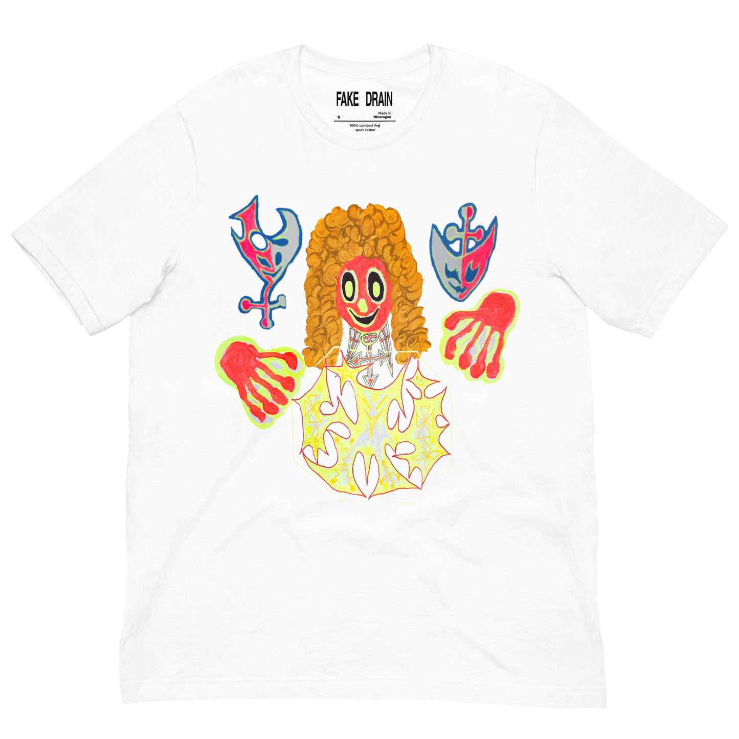Front view of Bladee Exeter white t-shirt