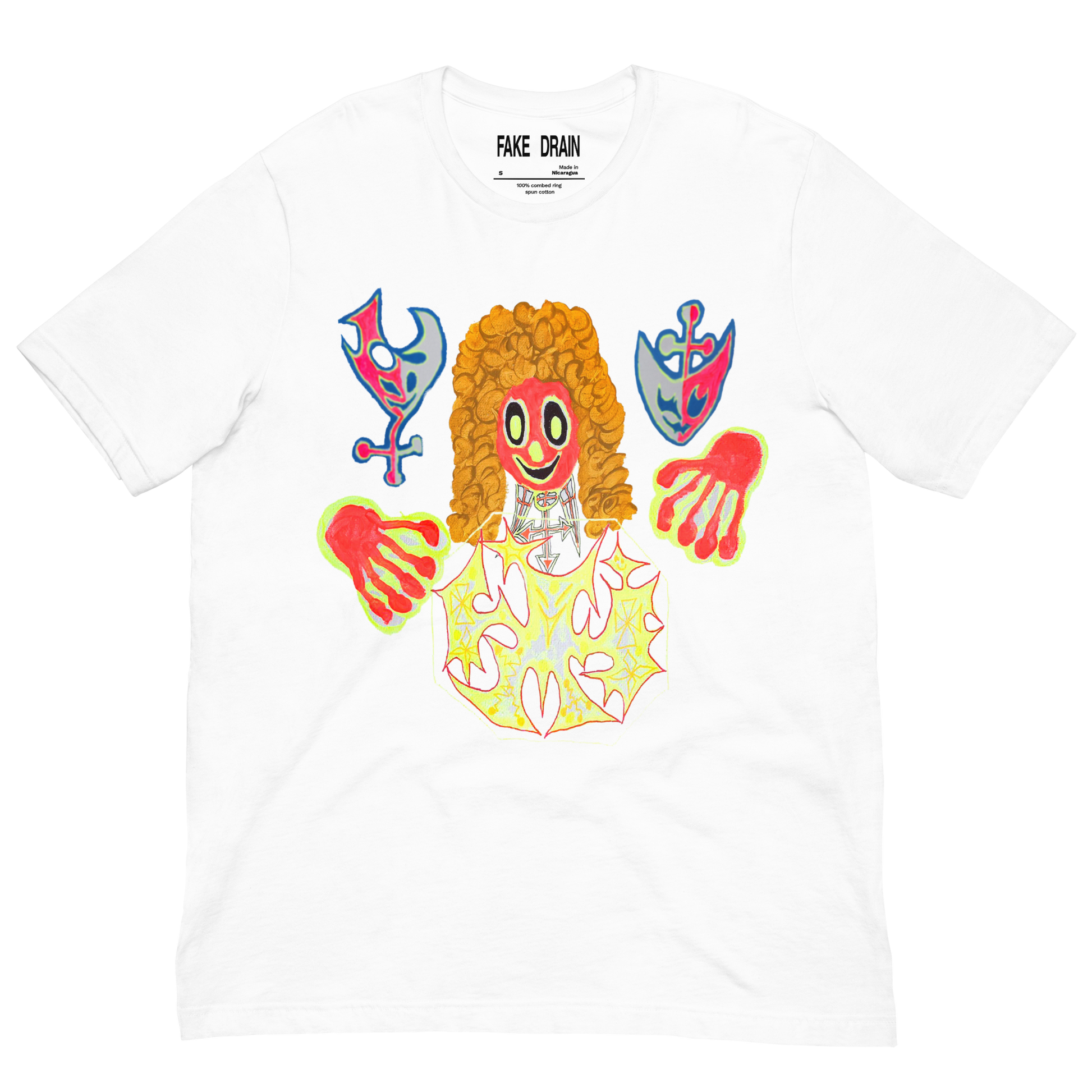 Front view of Bladee Exeter white t-shirt