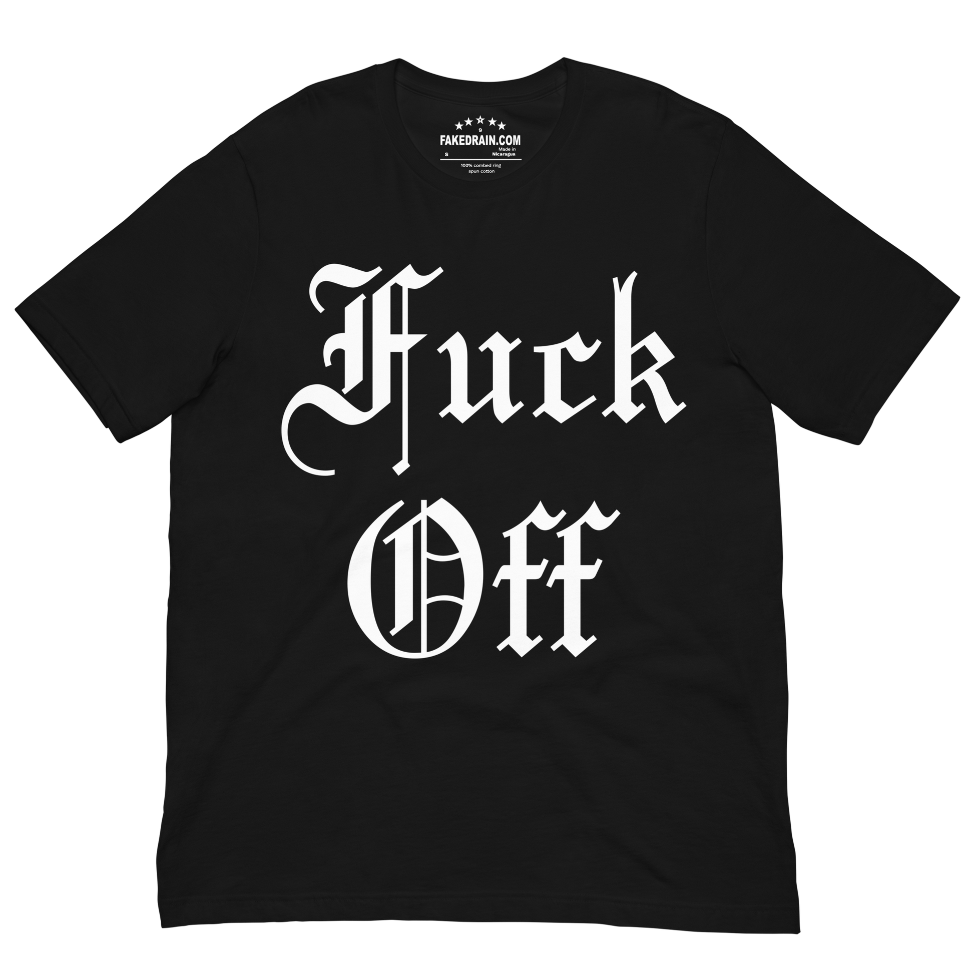 Front view of Fuck Off black t-shirt