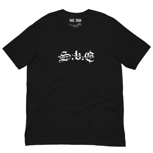 Front view of SBE 001 black t-shirt